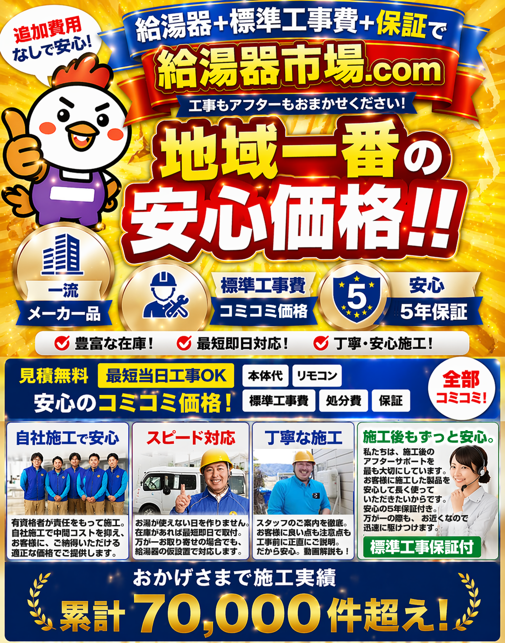 名古屋の給湯器交換なら！工事費・保証込みで地域一番の安心価格